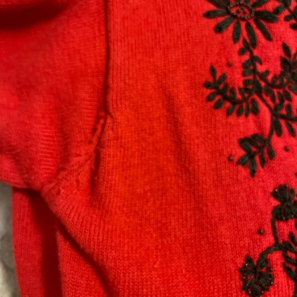 Kathie Lee Vintage Sweater Women’s S, RED & BLACK zip, peeling & stitching loss - Picture 10 of 12